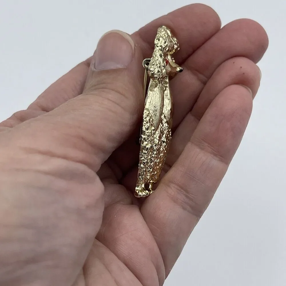 Vintage Gold Tone Nose Kissing Poodles Brooch